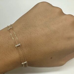 14k 5 Station Diamond Bar Bracelet